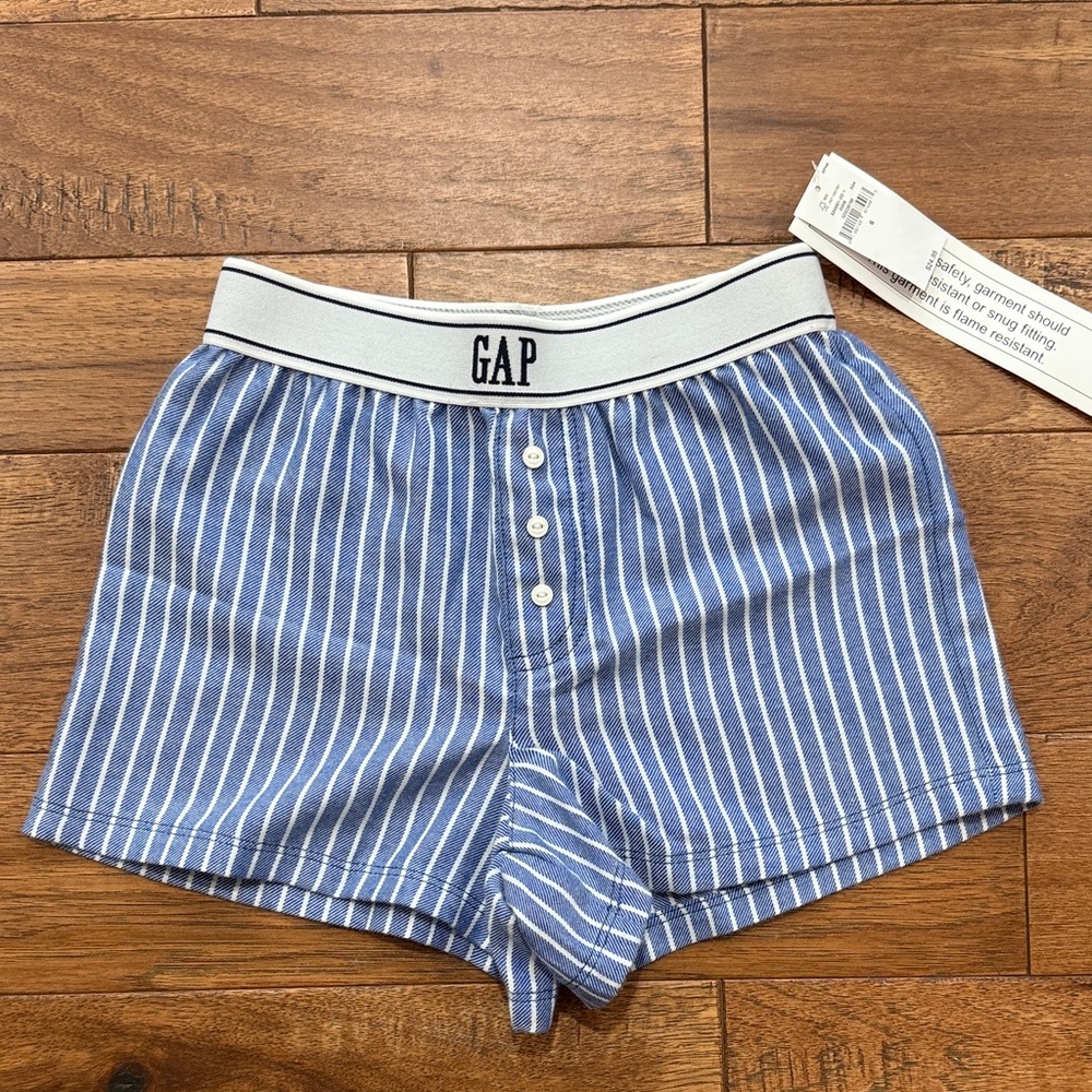 Girls Gap Kids Recycled Flannel PJ Pajama Shorts - Blue Pinstripe - Size 6